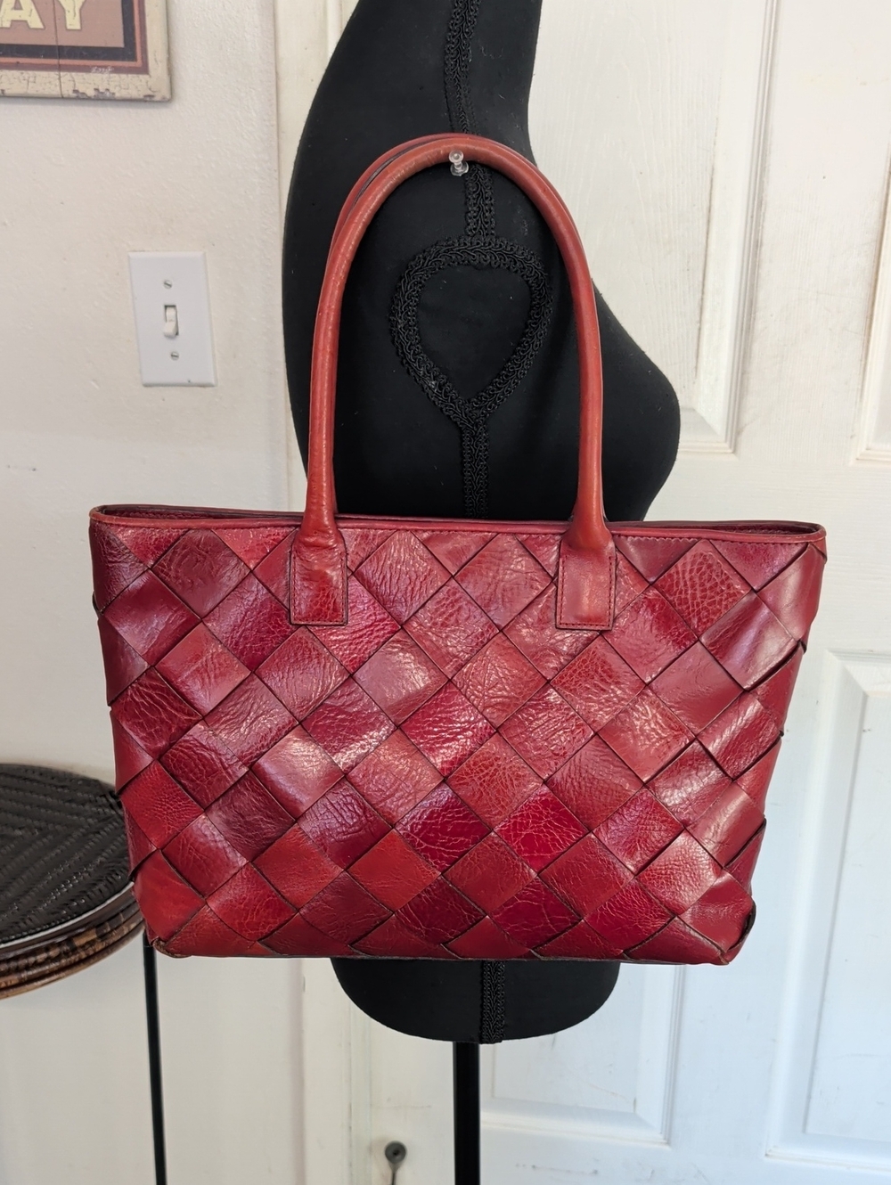 Vintage Wilsons Leather Woven Red Shoulder Bag - Picture 4 of 12